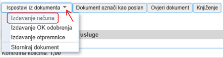 Izdavanje konačnog računa iz računa za predujam