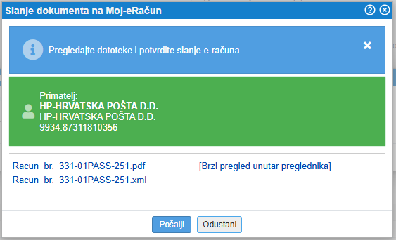 Provjera privitaka za slanje u Moj-eRačun