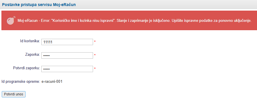 Neispravno uneseni podaci