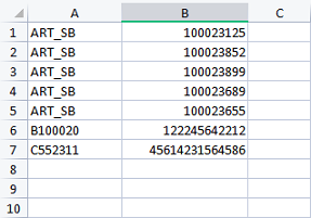 Primjer datoteke sa serijskim brojevima