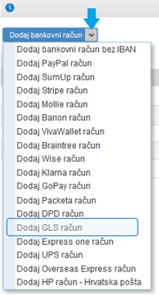 Dodavanje računa kurirske službe GLS u evidenciju