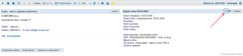 Dodavanje kupca B2B na eRačun pretraživanjem po OIB-u
