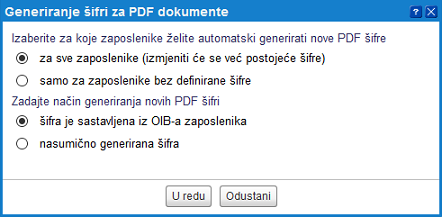 Mogućnosti pri automatskom generiranju PDF zaporki