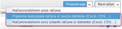 Mogući masovni uvozi izdanih računa