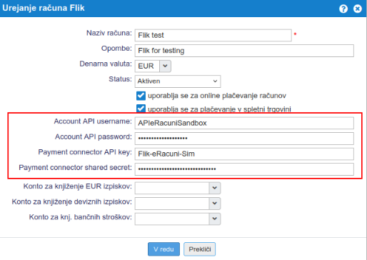 Flik API podatki v e-računih