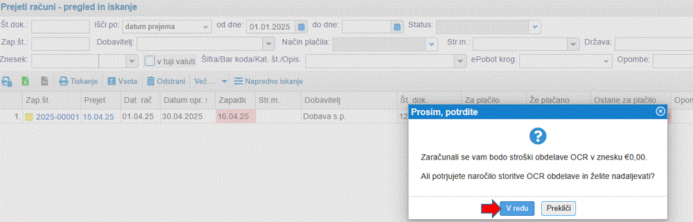 Povleci in spusti - možnosti prejeti račun
