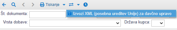 Izvoz datoteke *.XML