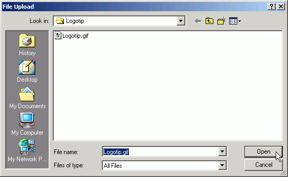 Okno operacijskega sistema Windows, kjer poiščemo datoteko z logotipom.