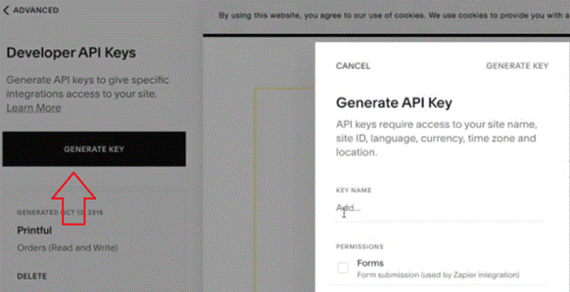 Generiramo API ključ, ki ga bomo uporabili v nastavitvah sinhronizacije