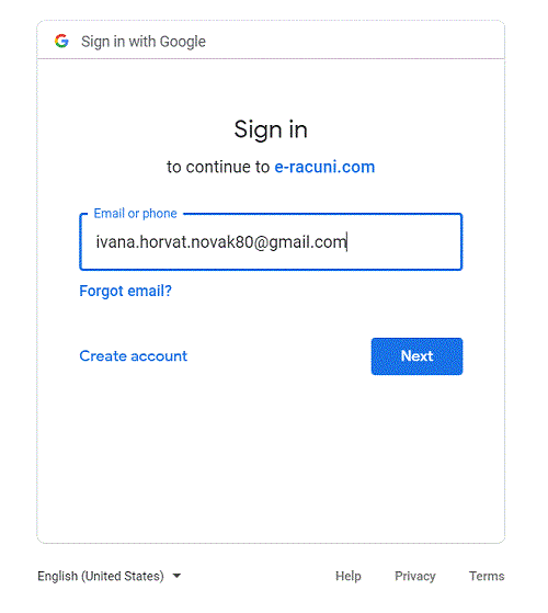 Prijava v naš Gmail račun
