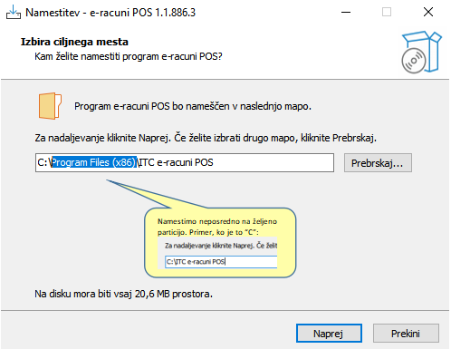 Namestitev POS client izven Program Files