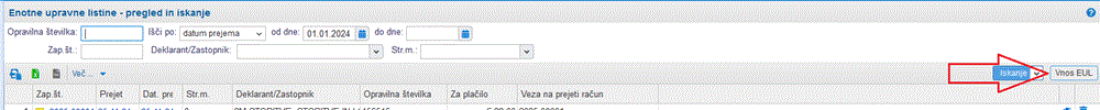 Vnos novega dokumenta EUL