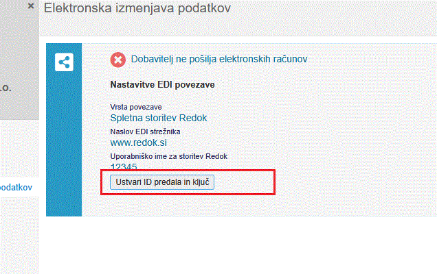Kreiraj ID predala in ključ