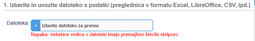 Datoteka ni v ustreznem datotečnem formatu ali ne vsebuje podatkov