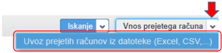 Izberemo opcijo za uvoz PR iz datoteke