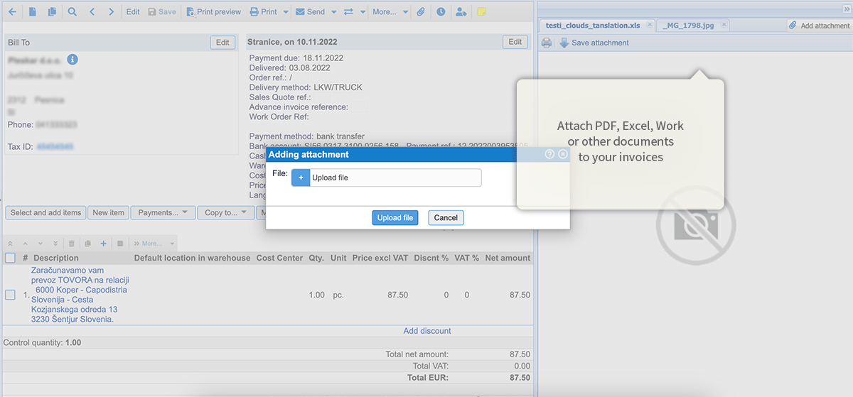 Features – Tax compliant cloud invoicing for Central Europe / Online ERP