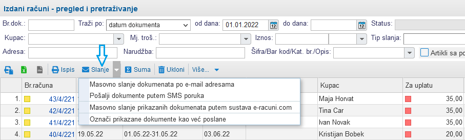 MasovnoKreiranjeKoncepataRacuna_SlanjeRacuna